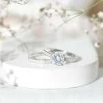 3 CT Solitaire Moissanite Engagement Silver Ring Set