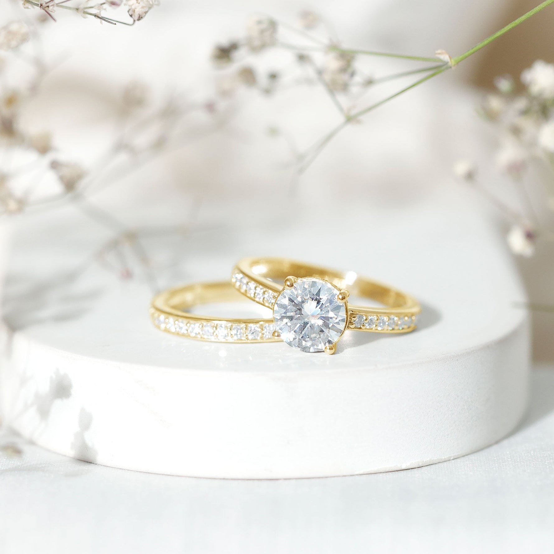 Certified 8 MM Moissanite Solitaire Wedding Ring Set