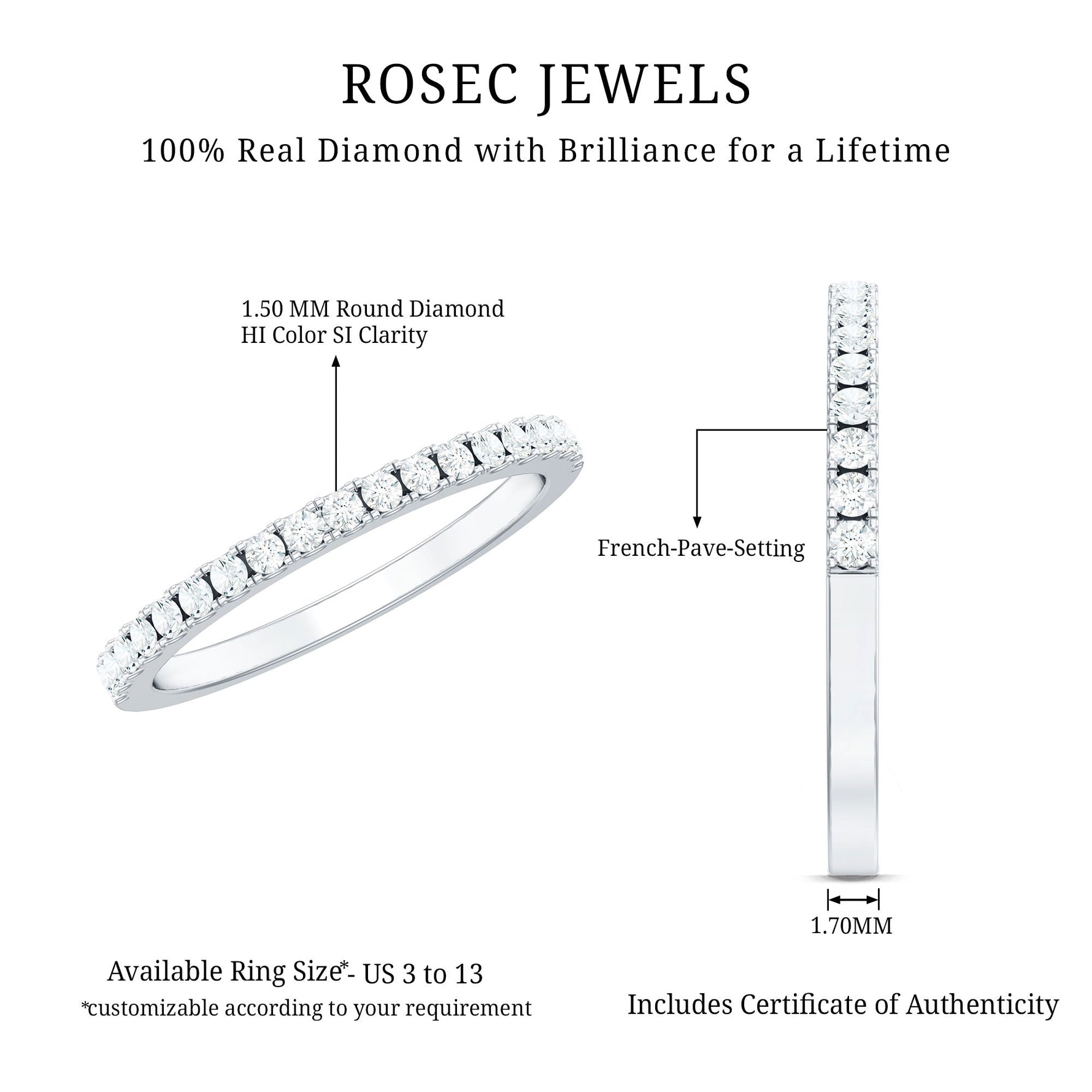 French Pave Diamond Eternity Wedding Ring