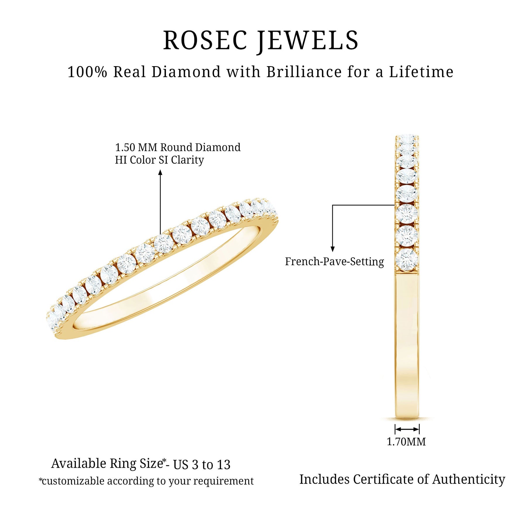 French Pave Diamond Eternity Wedding Ring