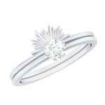 1/4 CT Round Diamond Sunburst Wedding Ring Set in Gold