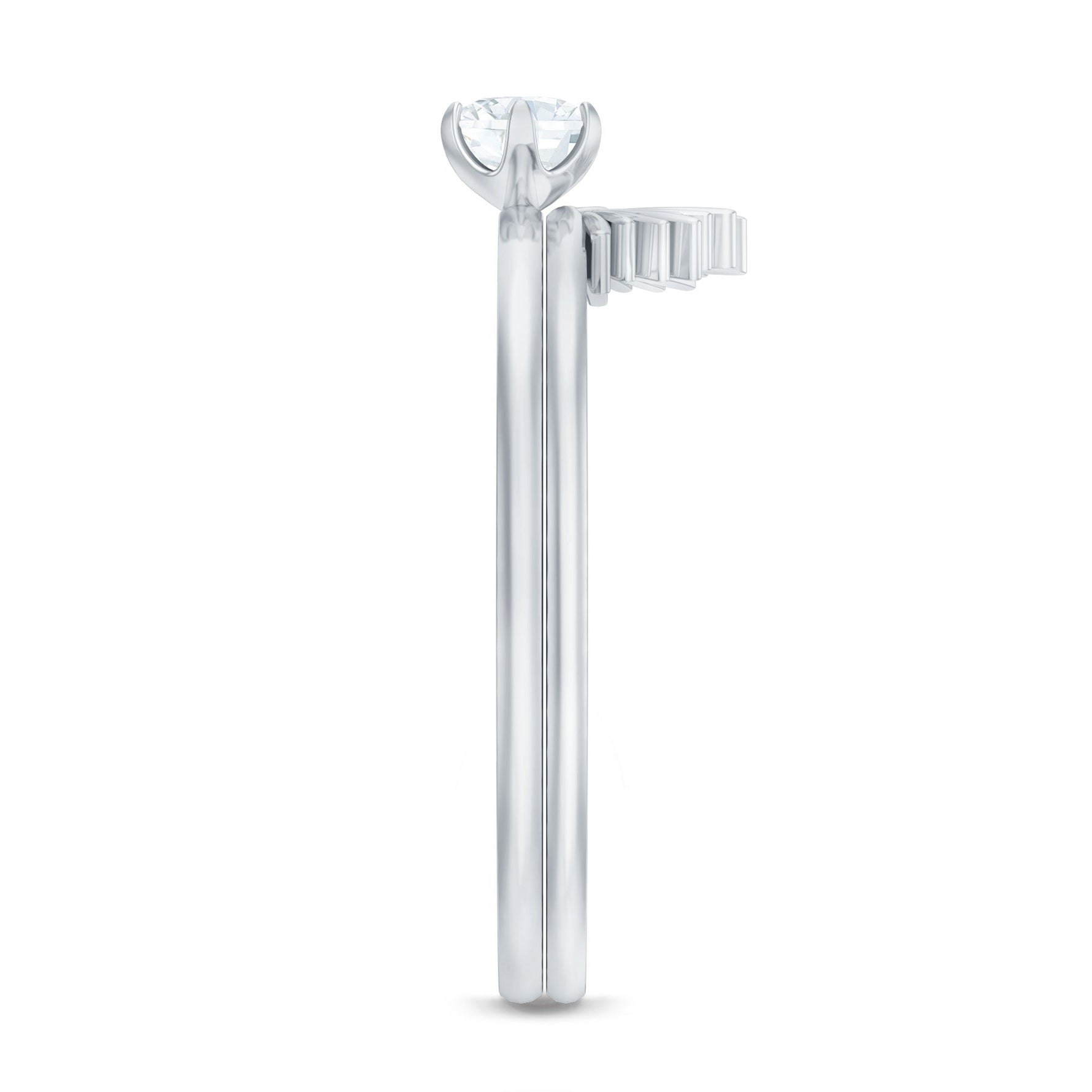 1/4 CT Round Diamond Sunburst Wedding Ring Set in Gold