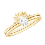 1/4 CT Round Diamond Sunburst Wedding Ring Set in Gold