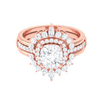 Cushion Cut Moissanite Vintage Inspired Wedding Ring Set