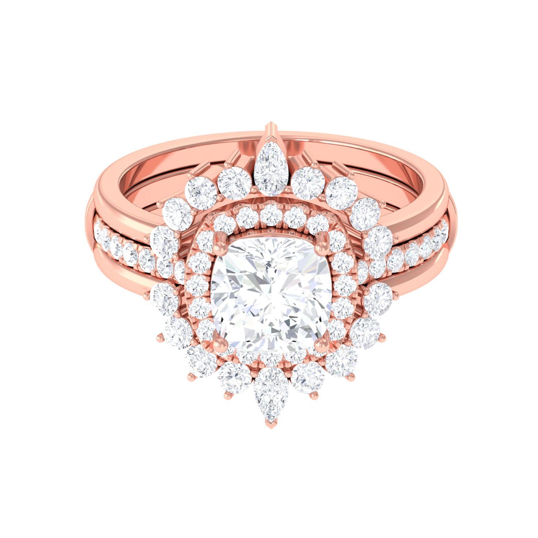 Cushion Cut Moissanite Vintage Inspired Wedding Ring Set