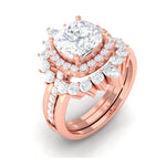 Cushion Cut Moissanite Vintage Inspired Wedding Ring Set