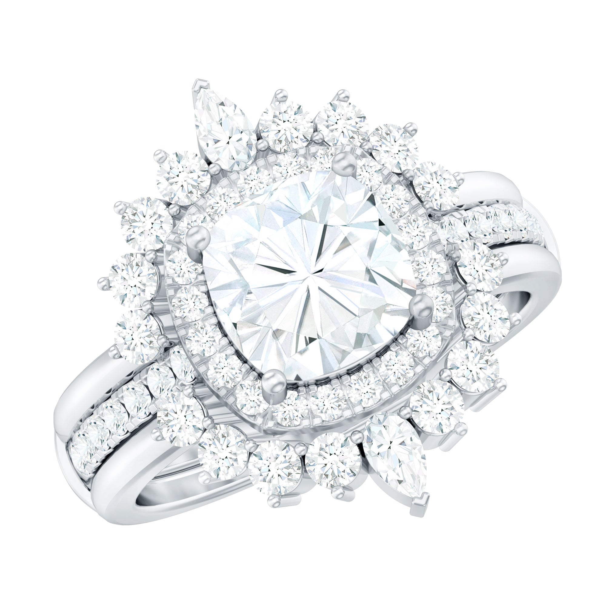 Cushion Cut Moissanite Vintage Inspired Wedding Ring Set