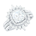Cushion Cut Moissanite Vintage Inspired Wedding Ring Set