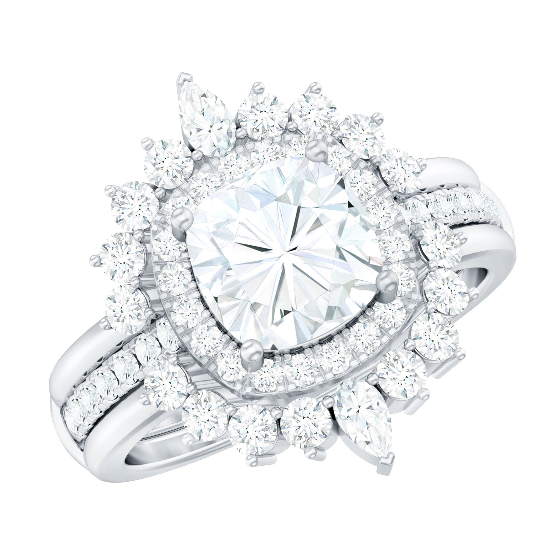 Cushion Cut Moissanite Vintage Inspired Wedding Ring Set