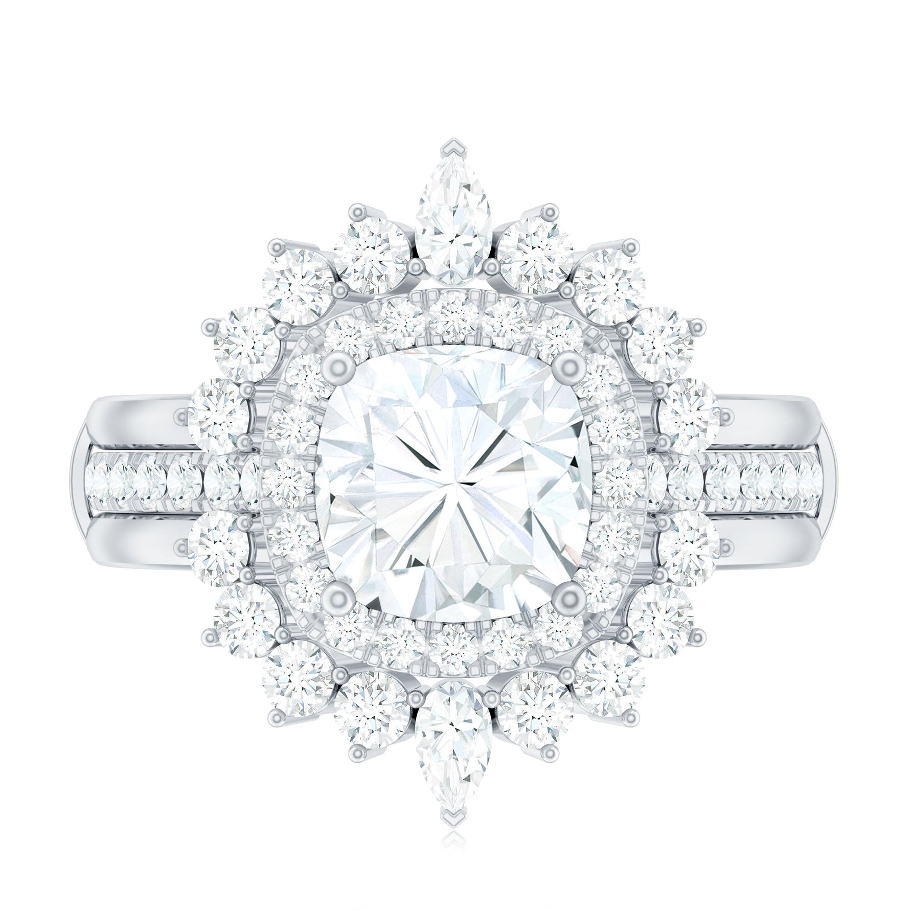 Cushion Cut Moissanite Vintage Inspired Wedding Ring Set
