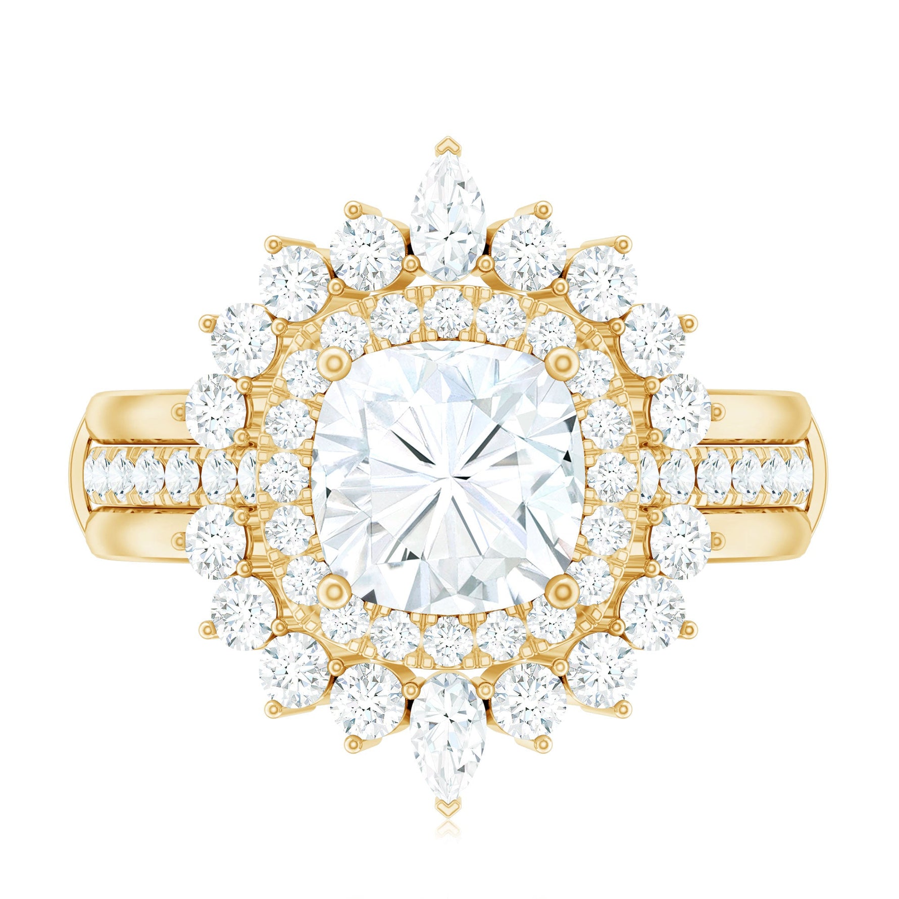 Cushion Cut Moissanite Vintage Inspired Wedding Ring Set