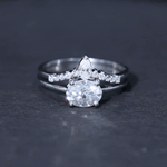 Certified 6X8 MM Oval Lab Grown Diamond Engagement Ring With Enhancer