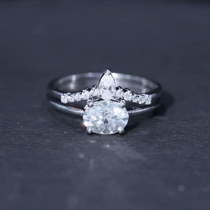 Certified 6X8 MM Oval Lab Grown Diamond Engagement Ring With Enhancer