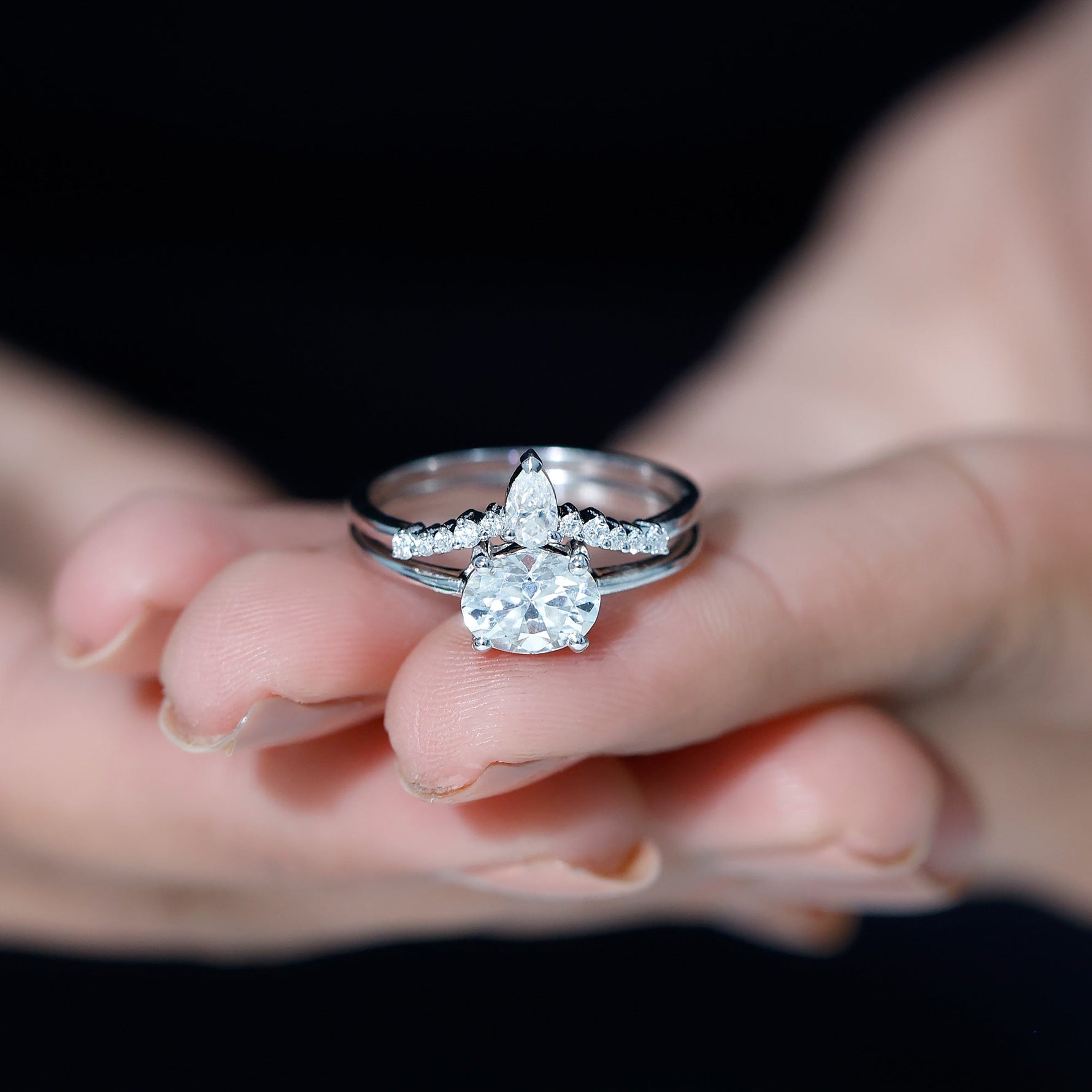 Certified 6X8 MM Oval Lab Grown Diamond Engagement Ring With Enhancer