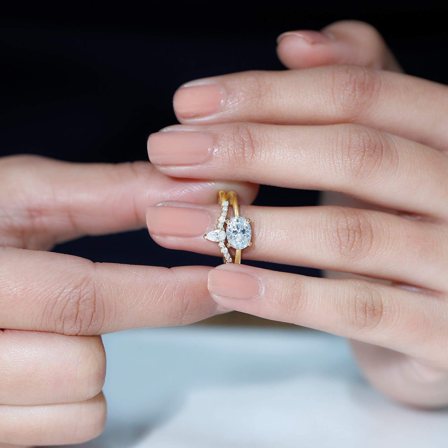 Certified 6X8 MM Oval Lab Grown Diamond Engagement Ring With Enhancer