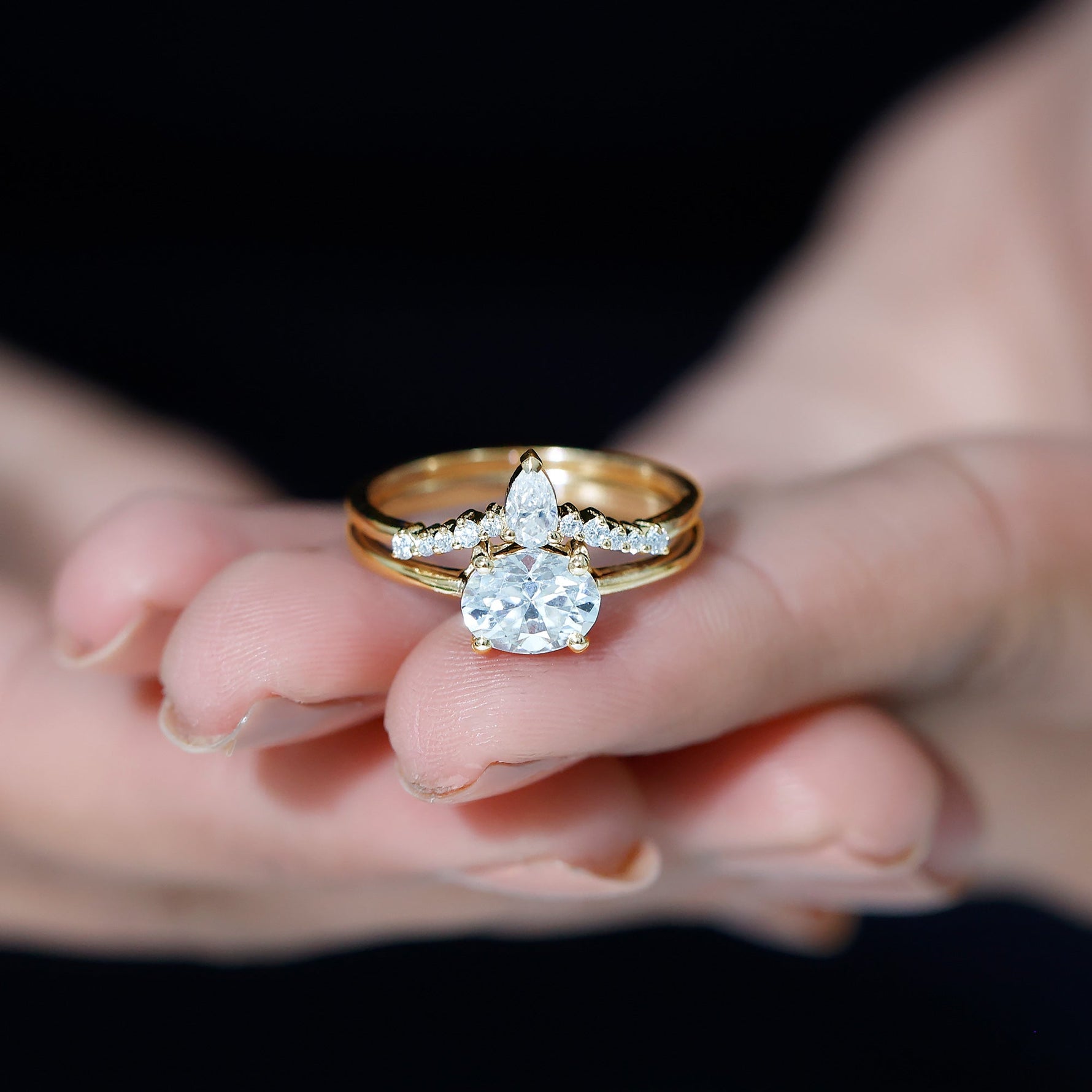 Certified 6X8 MM Oval Lab Grown Diamond Engagement Ring With Enhancer