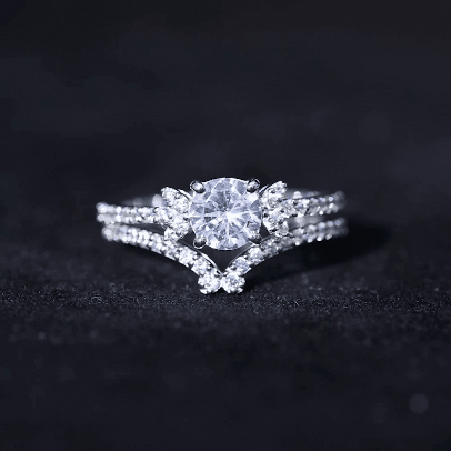 Certified 6 MM Cushion Lab Grown Diamond Engagement Ring with Wedding Band