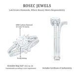 Certified 6 MM Cushion Lab Grown Diamond Engagement Ring with Wedding Band