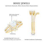 Certified 6 MM Cushion Lab Grown Diamond Engagement Ring with Wedding Band