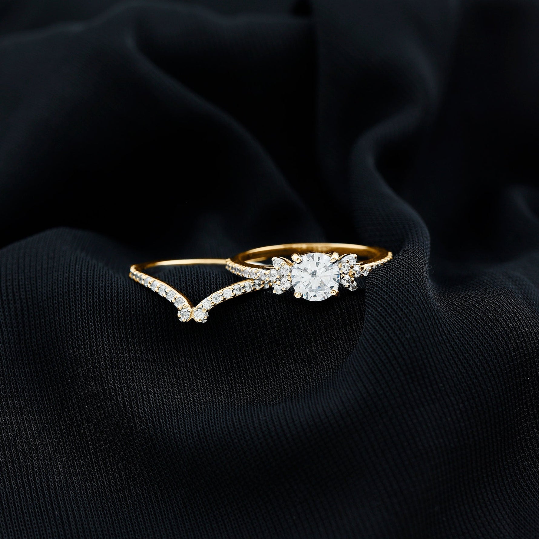 Certified 6 MM Cushion Lab Grown Diamond Engagement Ring with Wedding Band