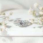 Lab Grown Diamond 8 MM Round Engagement Ring With Ring Guard