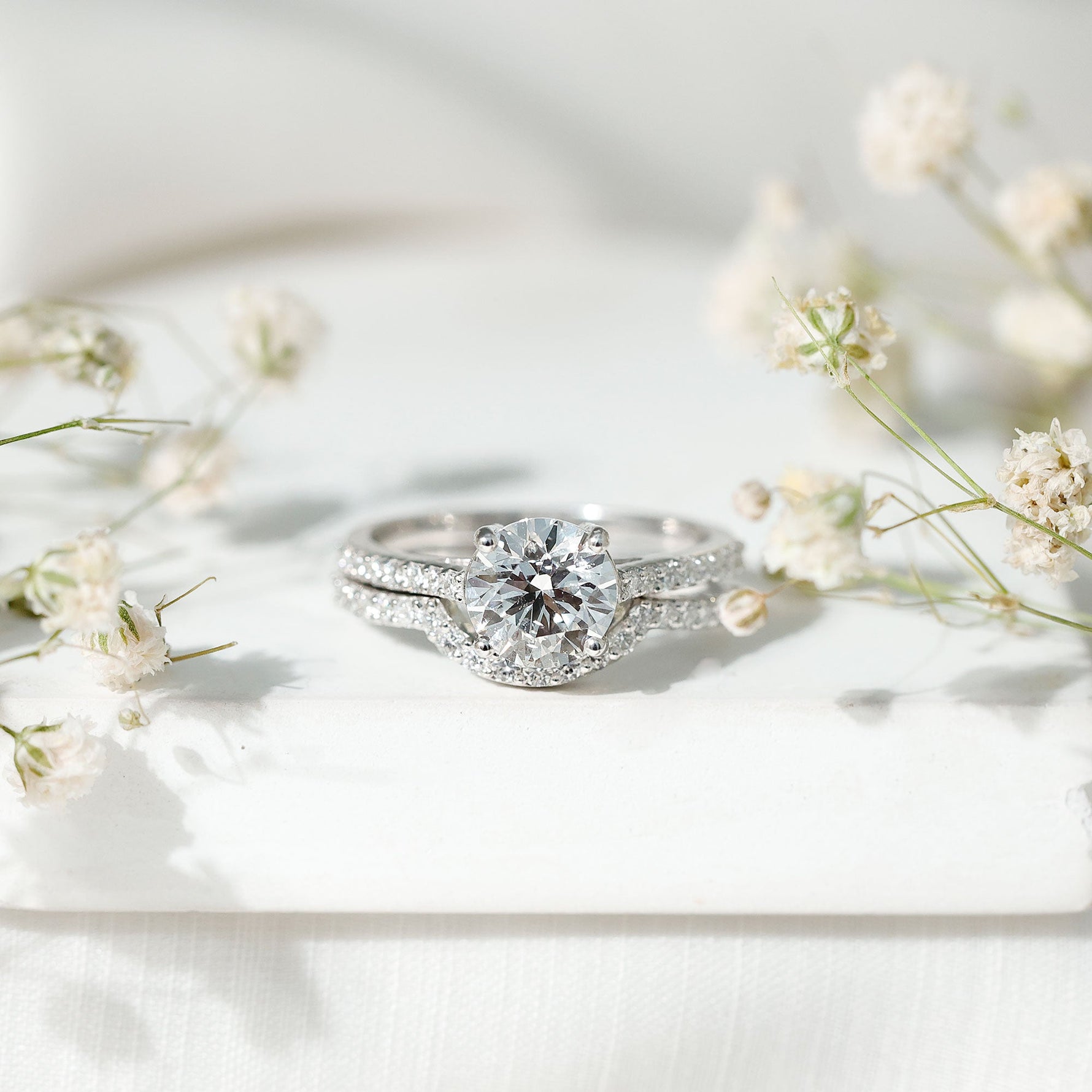 Lab Grown Diamond 8 MM Round Engagement Ring With Ring Guard