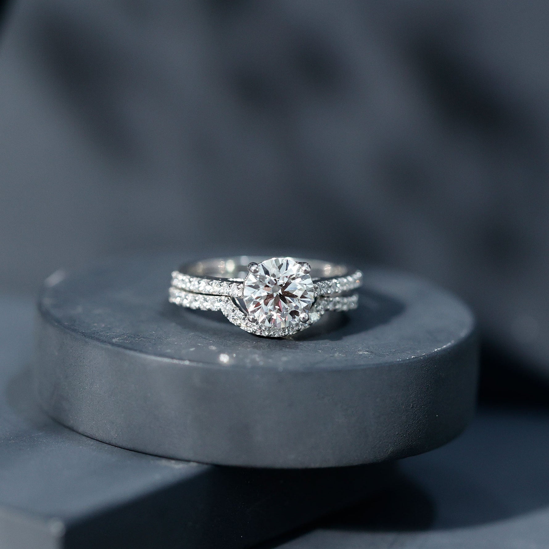 Lab Grown Diamond 8 MM Round Engagement Ring With Ring Guard