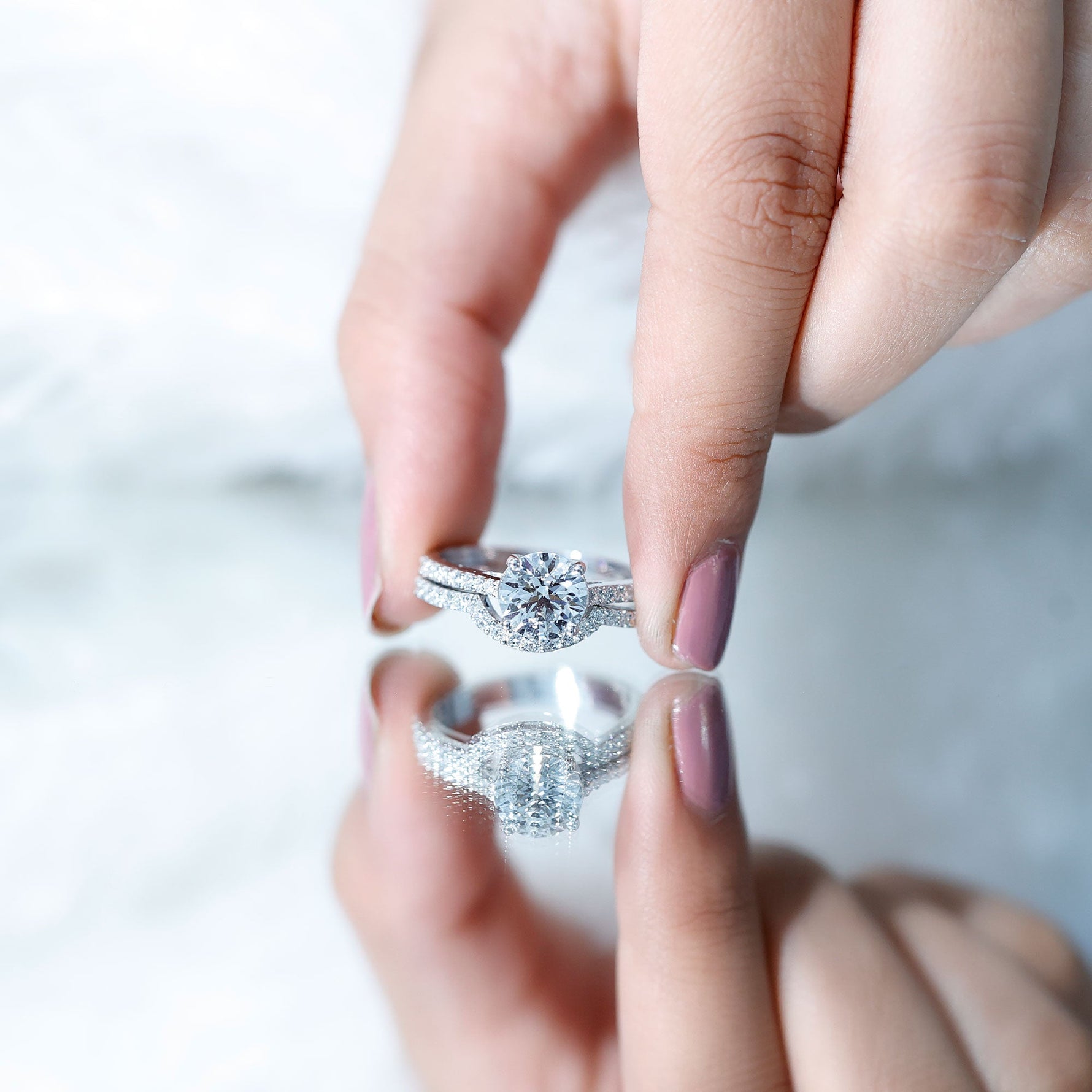 Lab Grown Diamond 8 MM Round Engagement Ring With Ring Guard