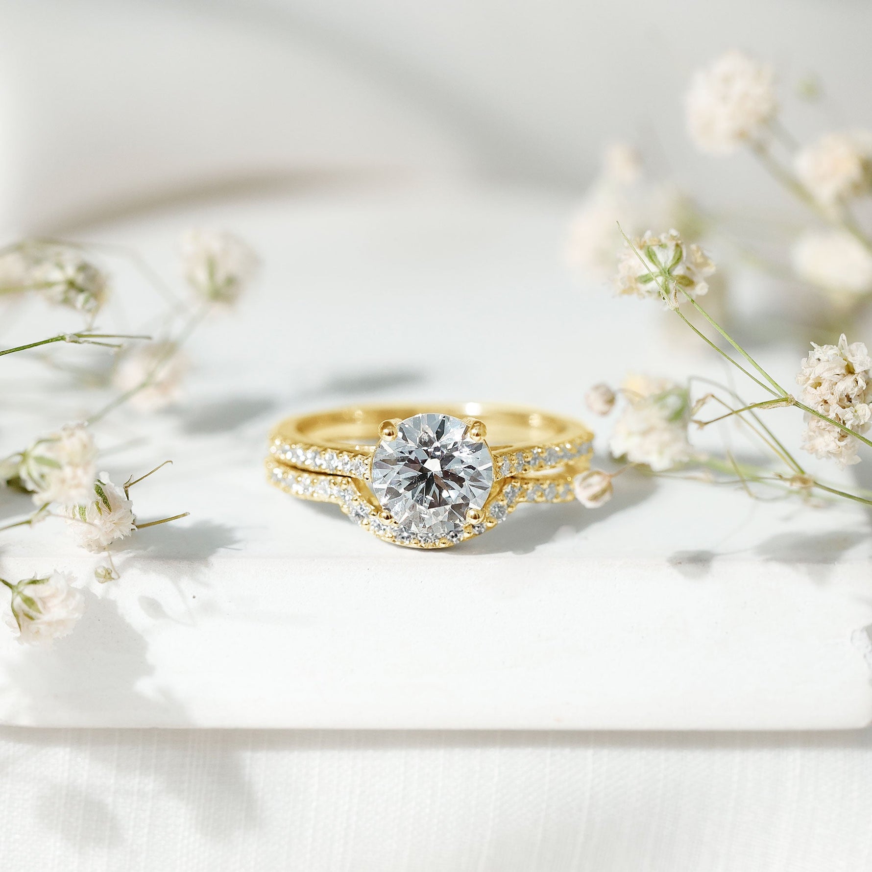 Lab Grown Diamond 8 MM Round Engagement Ring With Ring Guard