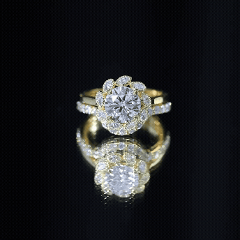Lab Grown Diamond Vintage Inspired Engagement Ring with Wedding Band