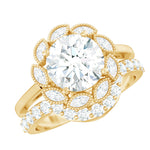 Lab Grown Diamond Vintage Inspired Engagement Ring with Wedding Band