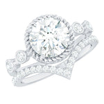 Certified Lab Grown Diamond Solitaire Bridal Ring Set With Enhancer