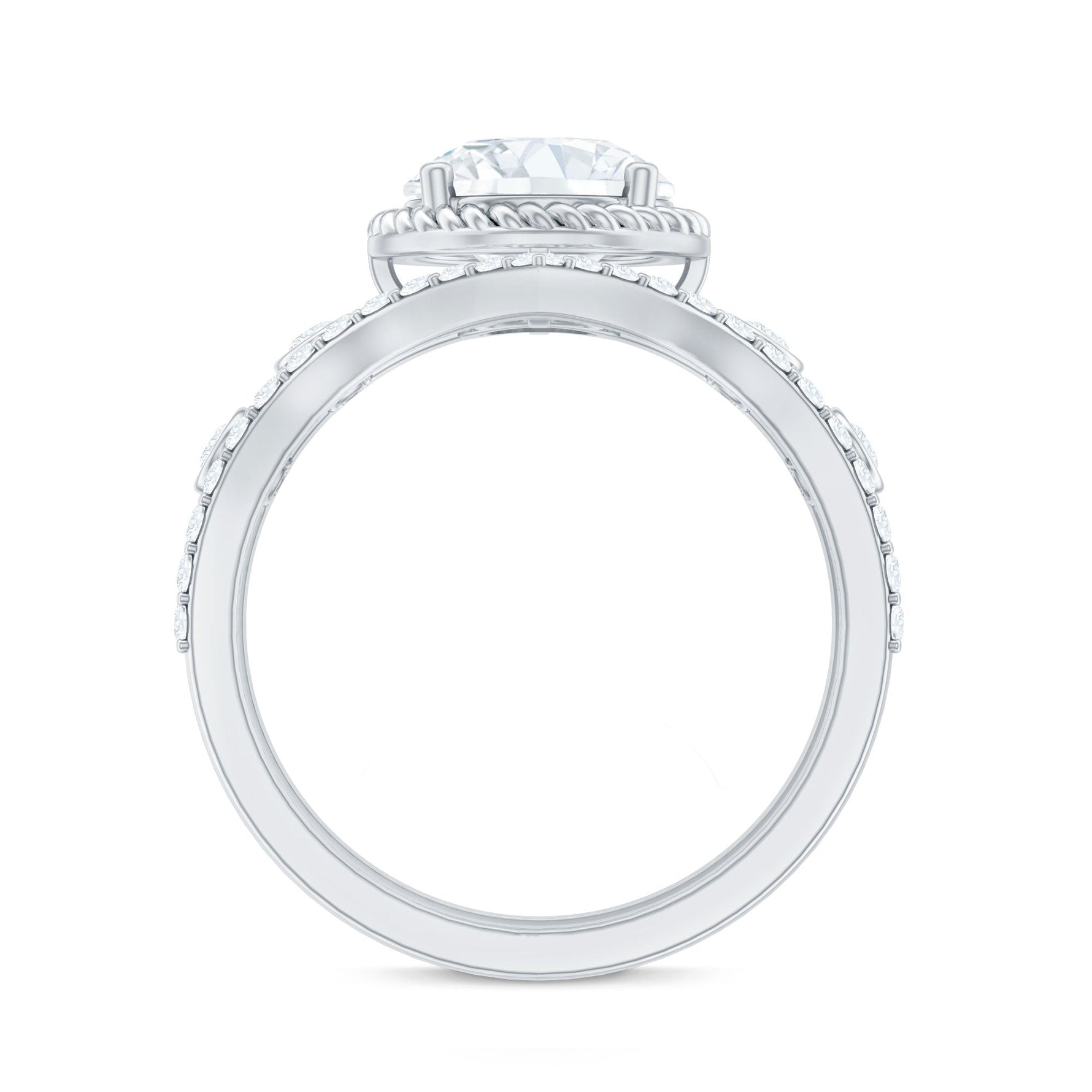 Certified Lab Grown Diamond Solitaire Bridal Ring Set With Enhancer