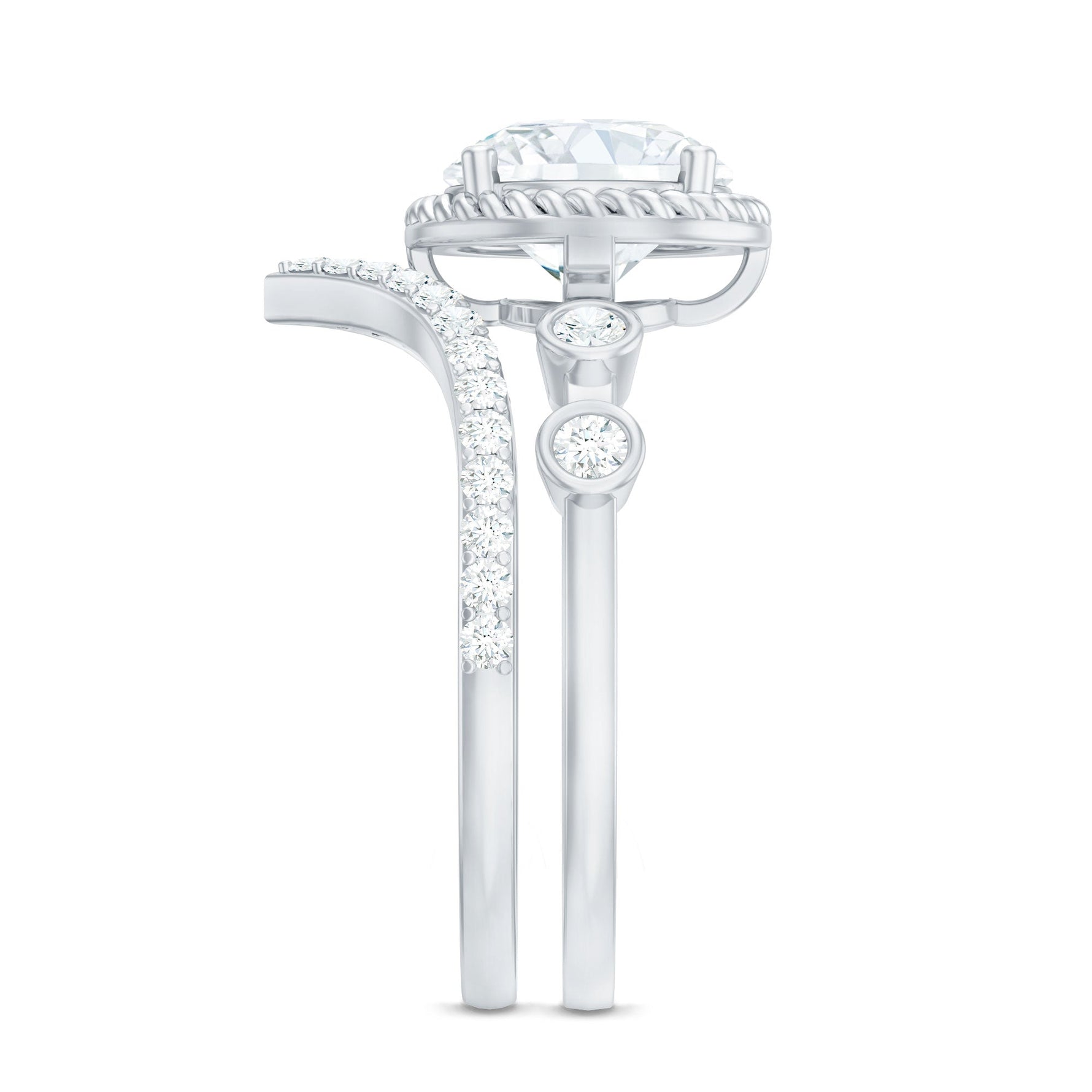 Certified Lab Grown Diamond Solitaire Bridal Ring Set With Enhancer