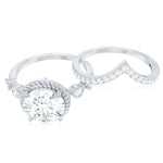 Certified Lab Grown Diamond Solitaire Bridal Ring Set With Enhancer