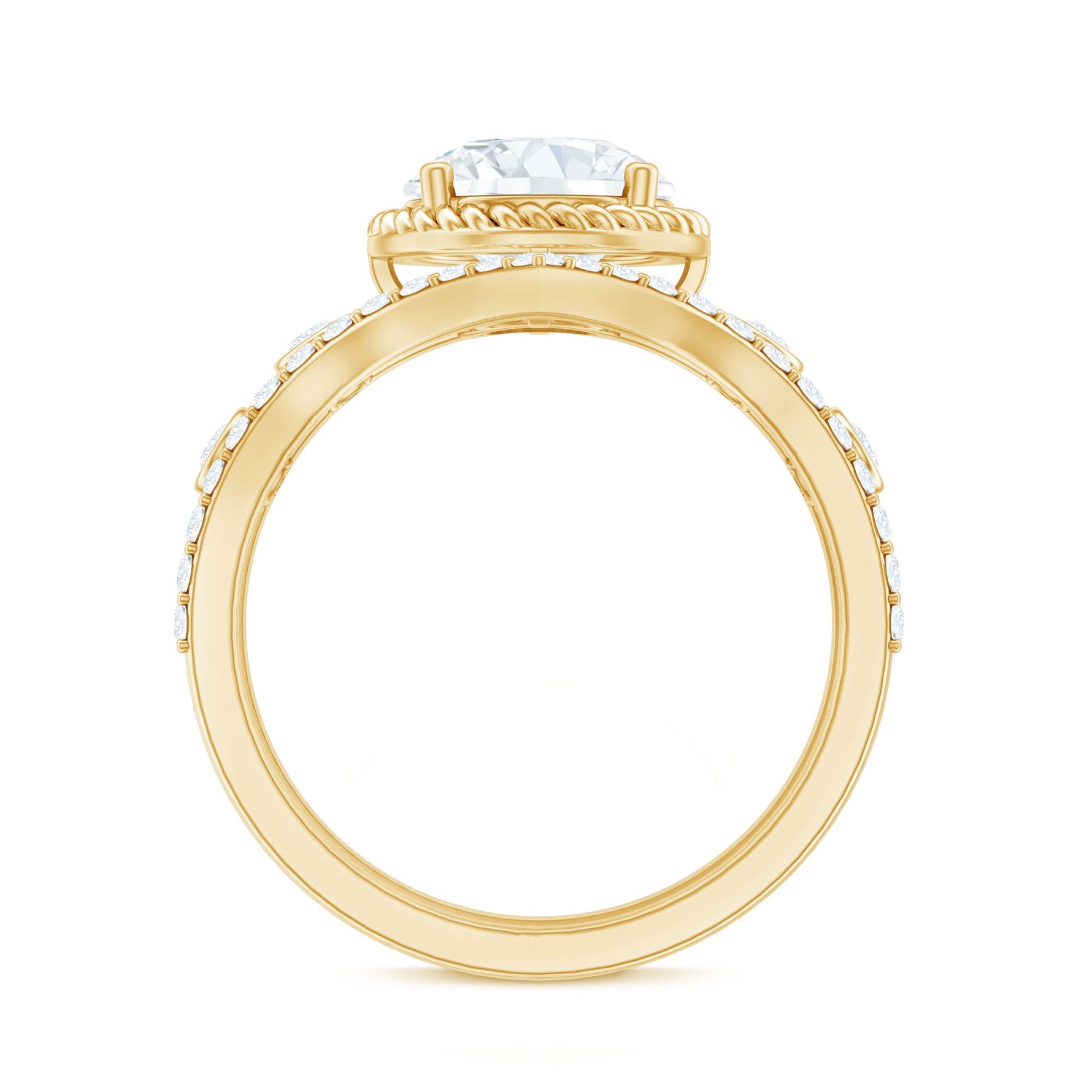 Certified Lab Grown Diamond Solitaire Bridal Ring Set With Enhancer