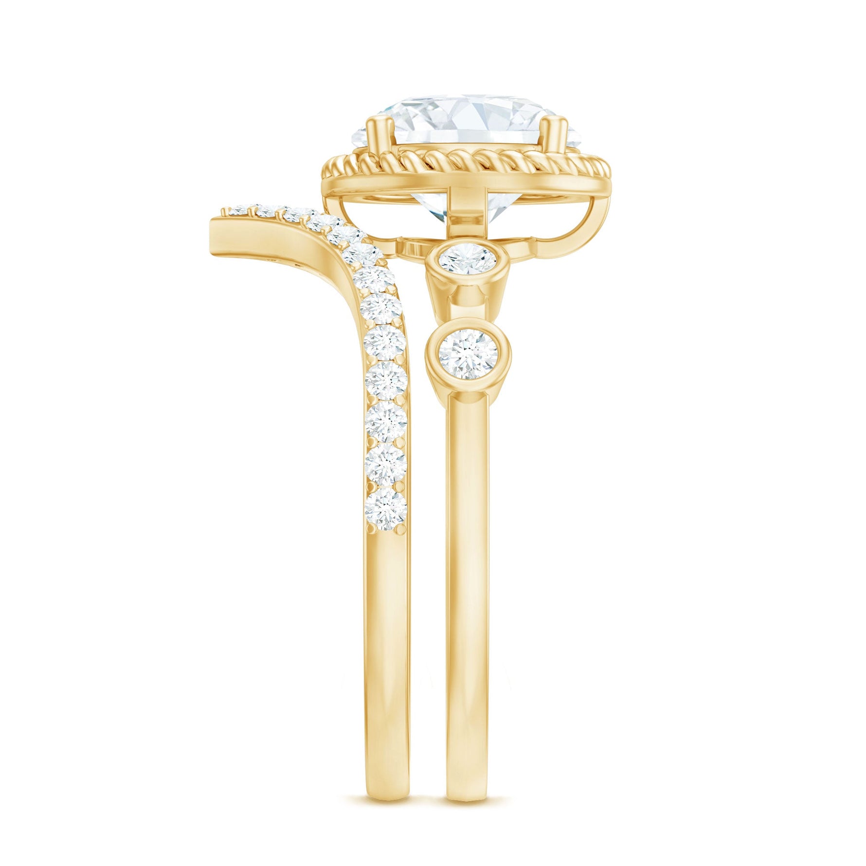 Certified Lab Grown Diamond Solitaire Bridal Ring Set With Enhancer