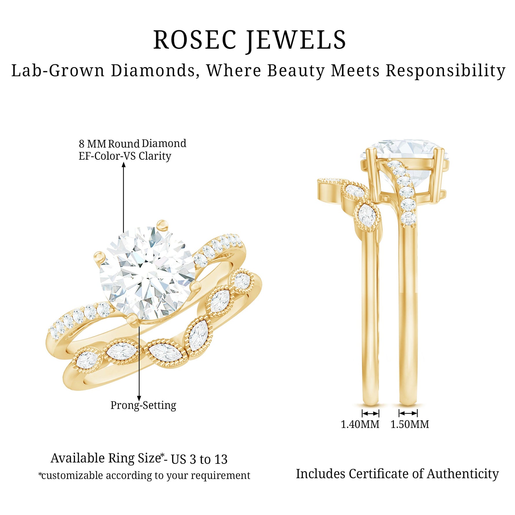 Certified Lab Grown Diamond Engagement Ring With Ring Guard