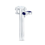 Certified Lab Grown Diamond Designer Engagement Ring Set With Sapphire