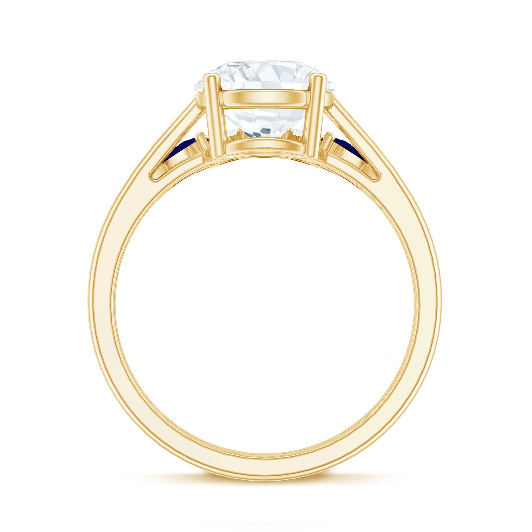 Certified Lab Grown Diamond Designer Engagement Ring Set With Sapphire