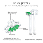 Certified 8 MM Lab Grown Diamond Engagement Ring With Emerald Wedding Band