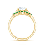 Certified 8 MM Lab Grown Diamond Engagement Ring With Emerald Wedding Band