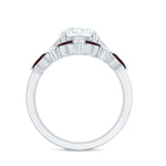 Certified 8 MM Lab Grown Diamond Bridal Ring Set With Garnet Enhancer