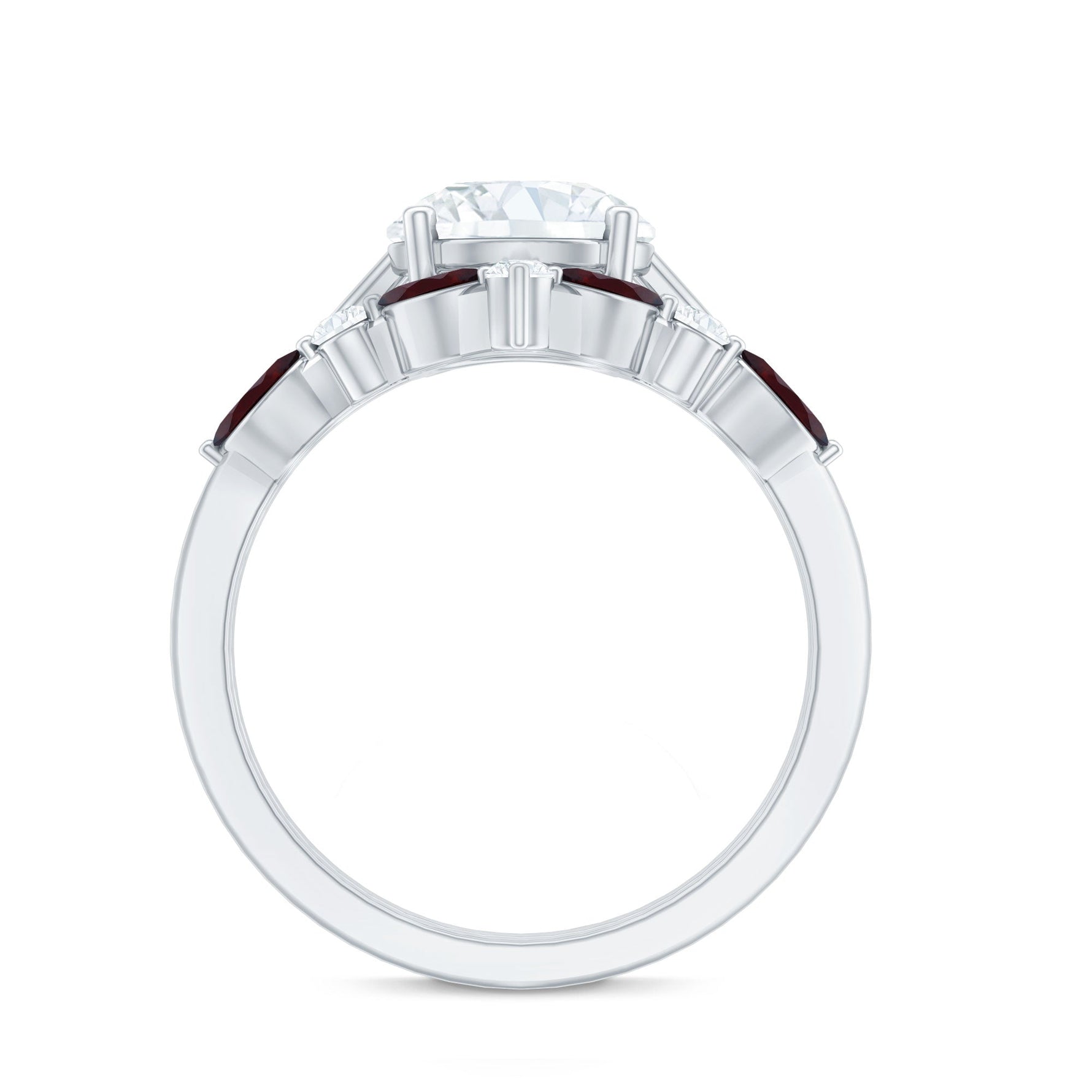 Certified 8 MM Lab Grown Diamond Bridal Ring Set With Garnet Enhancer