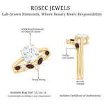 Certified 8 MM Lab Grown Diamond Bridal Ring Set With Garnet Enhancer