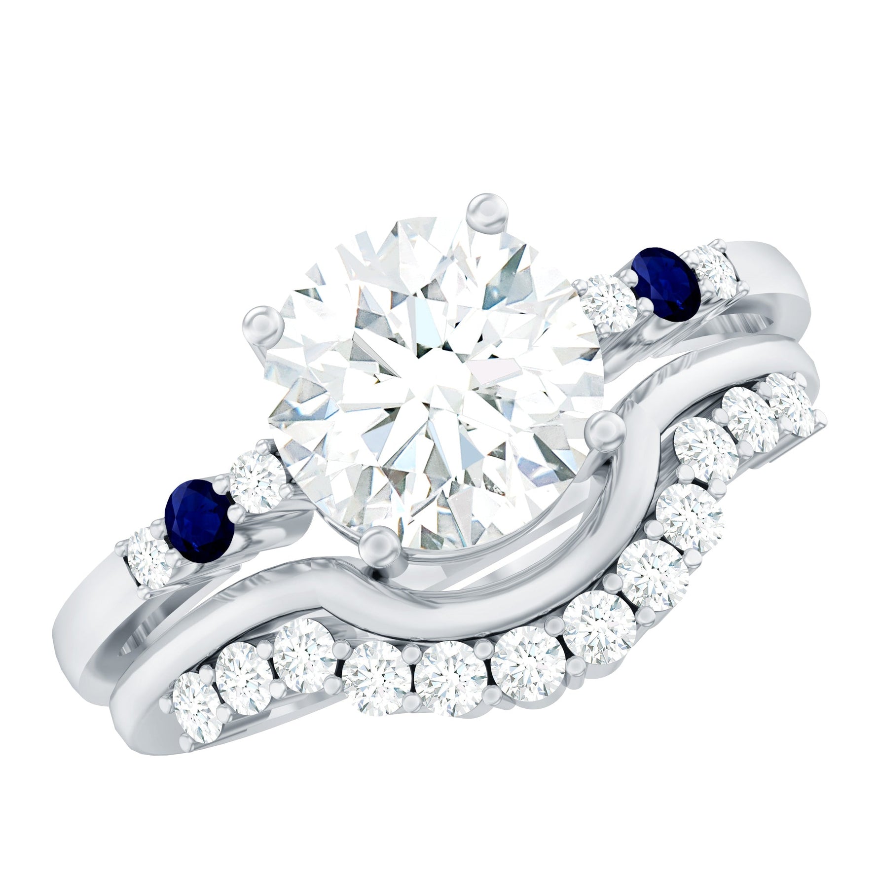 2 Carat Certified Lab Grown Diamond Engagement Ring With Wedding Band