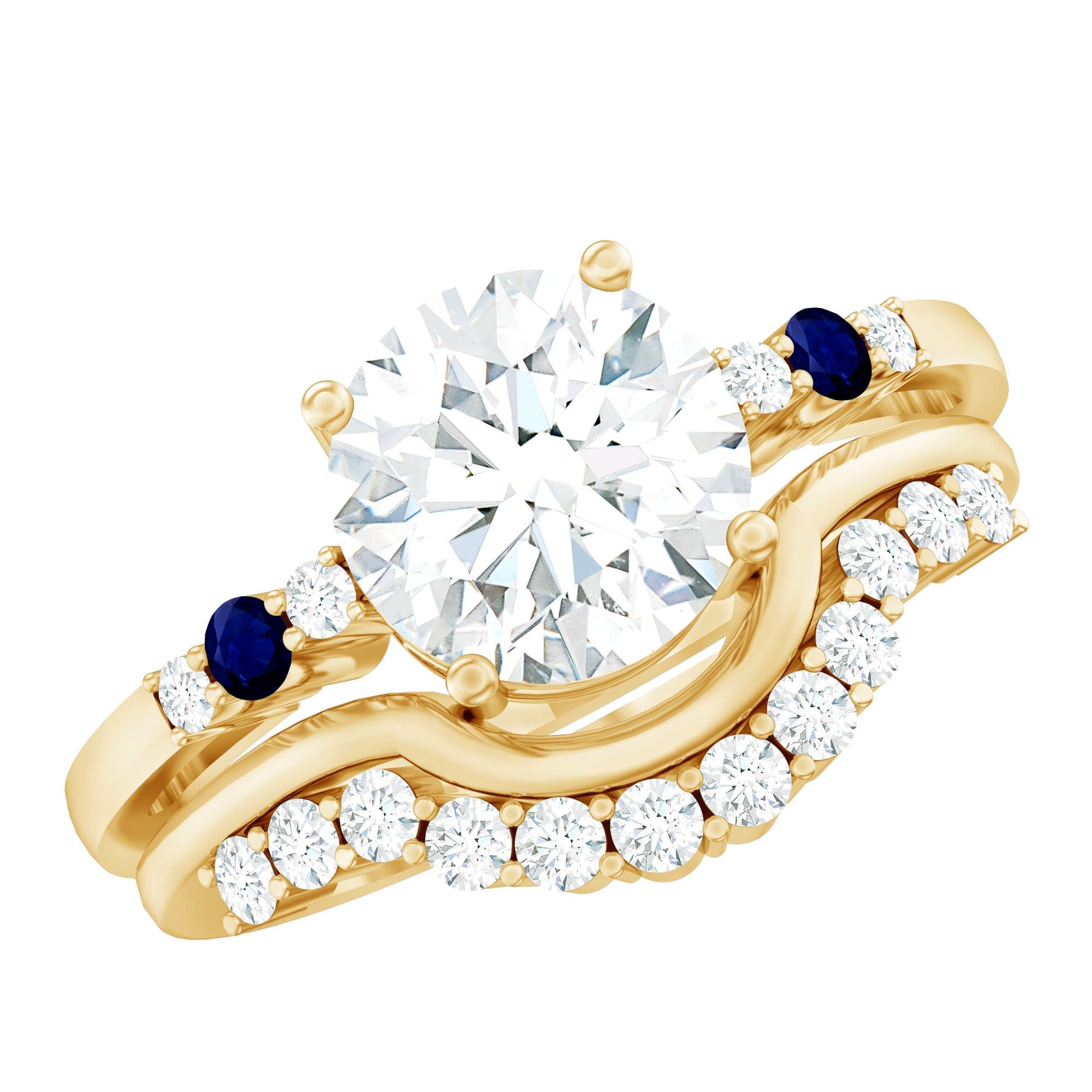 2 Carat Certified Lab Grown Diamond Engagement Ring With Wedding Band