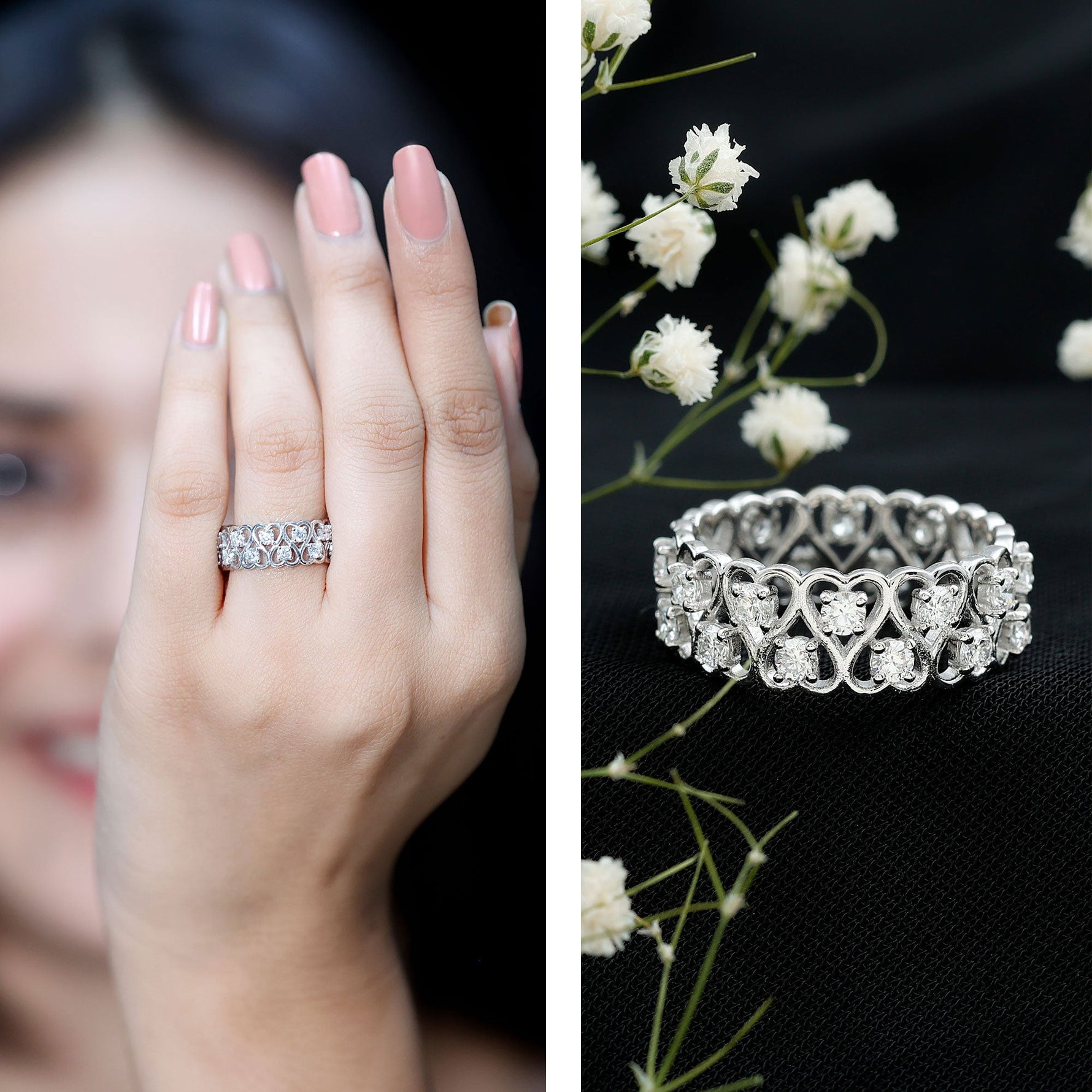 Certified Lab Grown Diamond Heart Eternity Band Ring