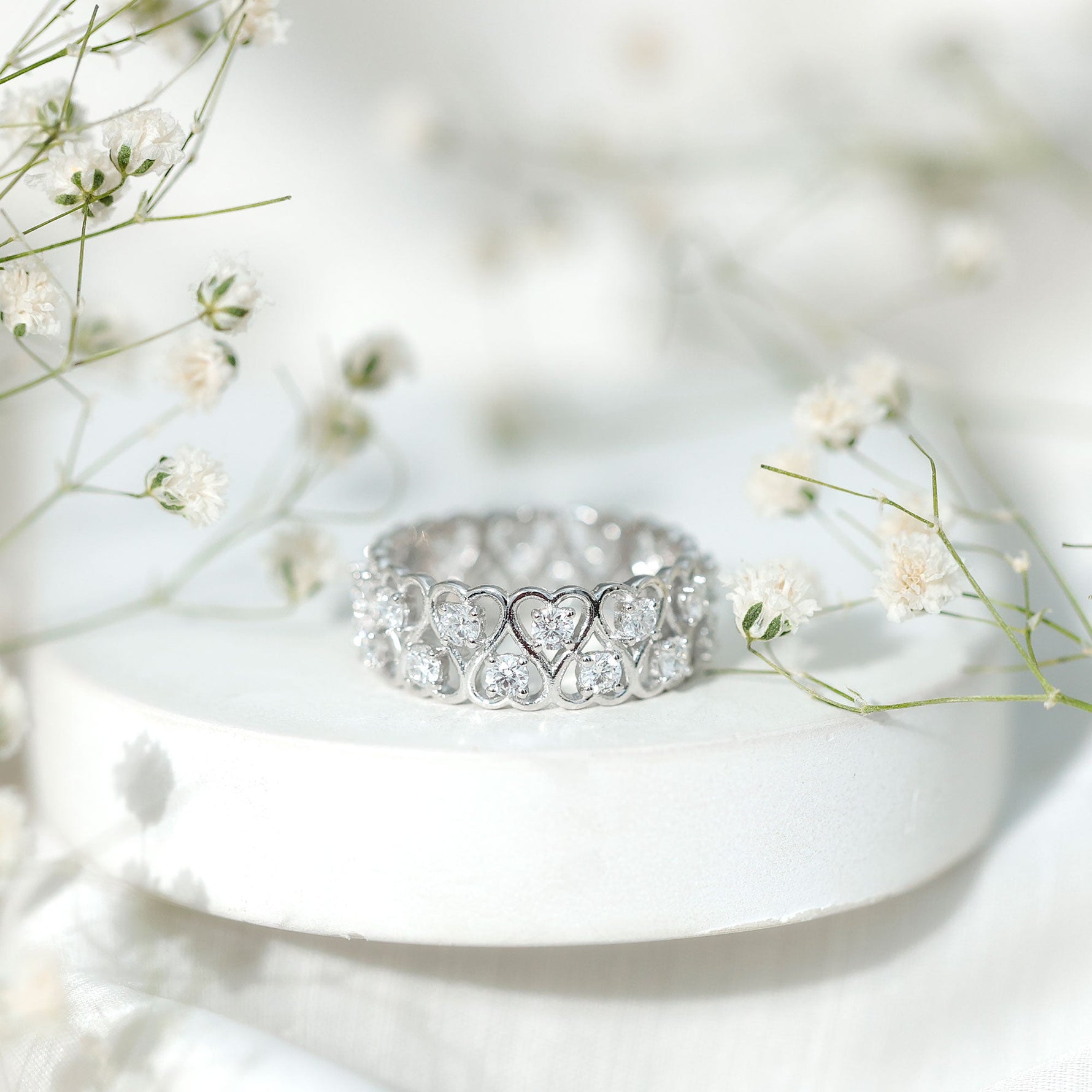 Certified Lab Grown Diamond Heart Eternity Band Ring