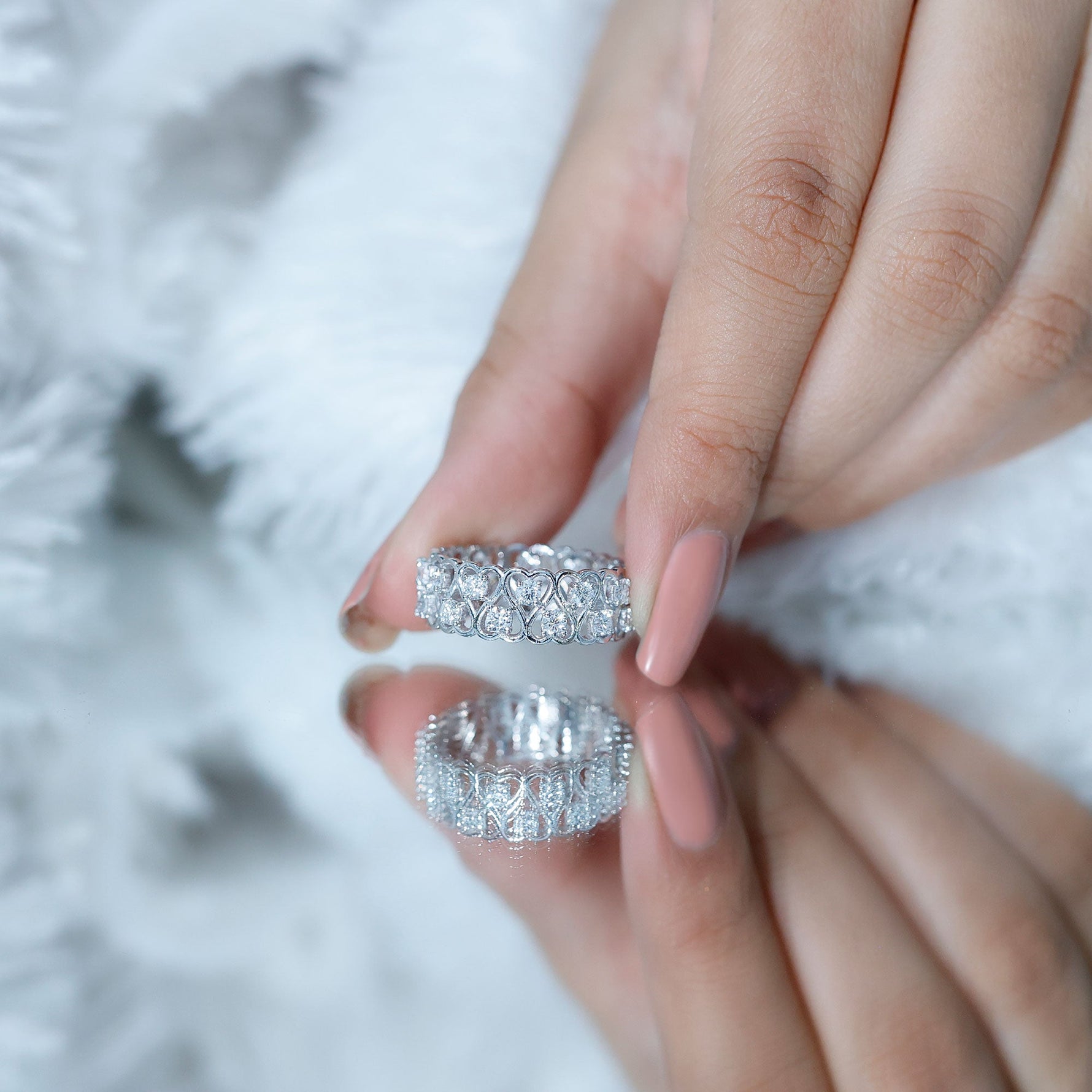 Certified Lab Grown Diamond Heart Eternity Band Ring